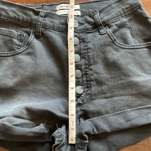 ONE Teaspoon Harlets High Rise Long Rise Fitted Twisted Cuff Hem Black Size 27 - Picture 12 of 12